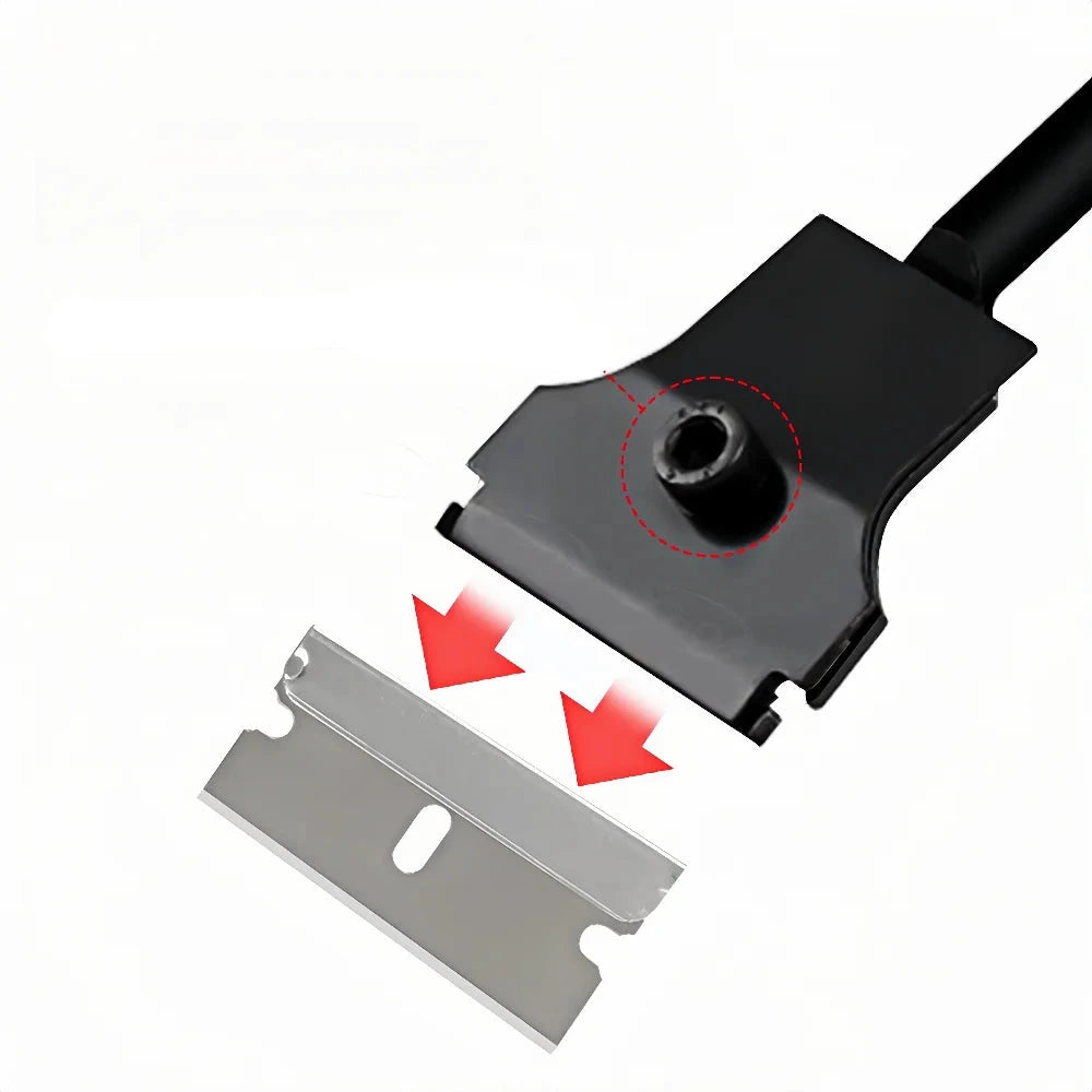 Raspador Lâmina Cabo Longo 30cm Metal + Kits De Lâminas