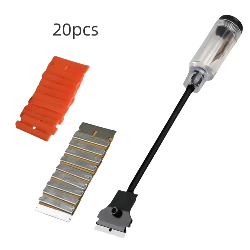 Raspador Lâmina Cabo Longo 30cm Metal + Kits De Lâminas