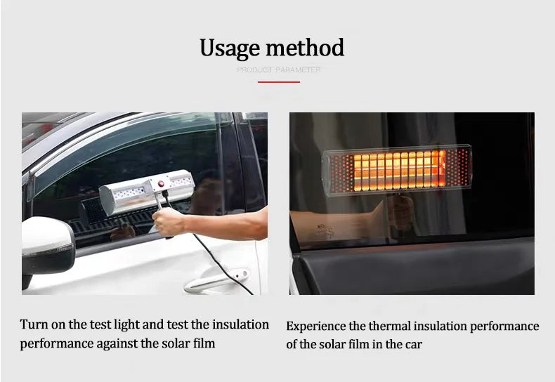 Lâmpada de Teste Infravermelho 1000W — Demonstração de Bloqueio de Calor em Películas