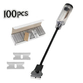Raspador Lâmina Cabo Longo 30cm Metal + Kits De Lâminas