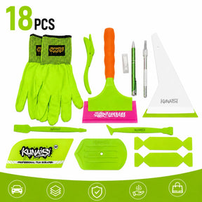 Kit Completo Kunaisi 18 Peças — Rodos, Luvas, Estilete e Acessórios para PPF e Window Film