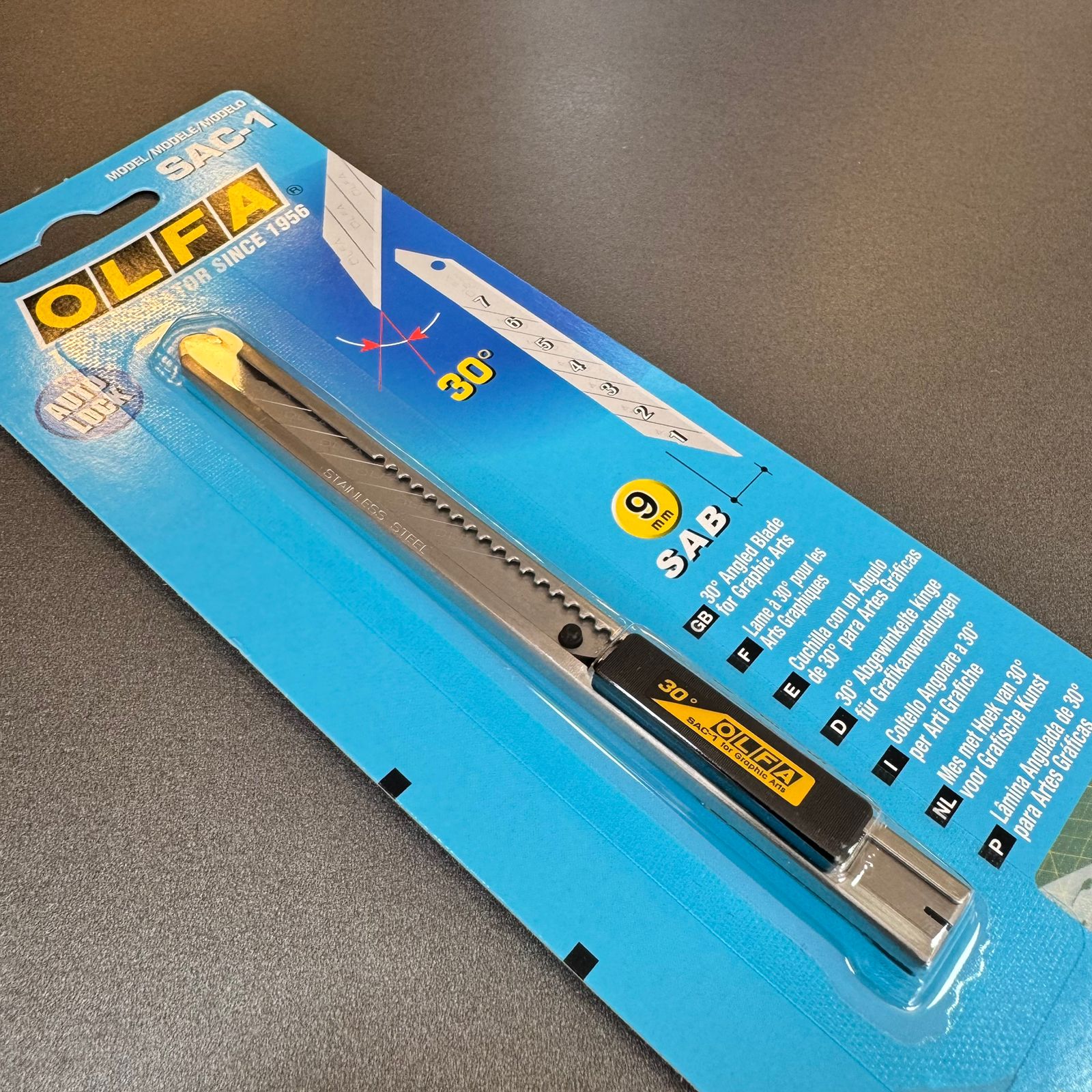 Estilete OLFA SAC-1 Slim 9mm em Aço Inox | Estilete Profissional de Precisão para PPF, Window Film e Adesivos