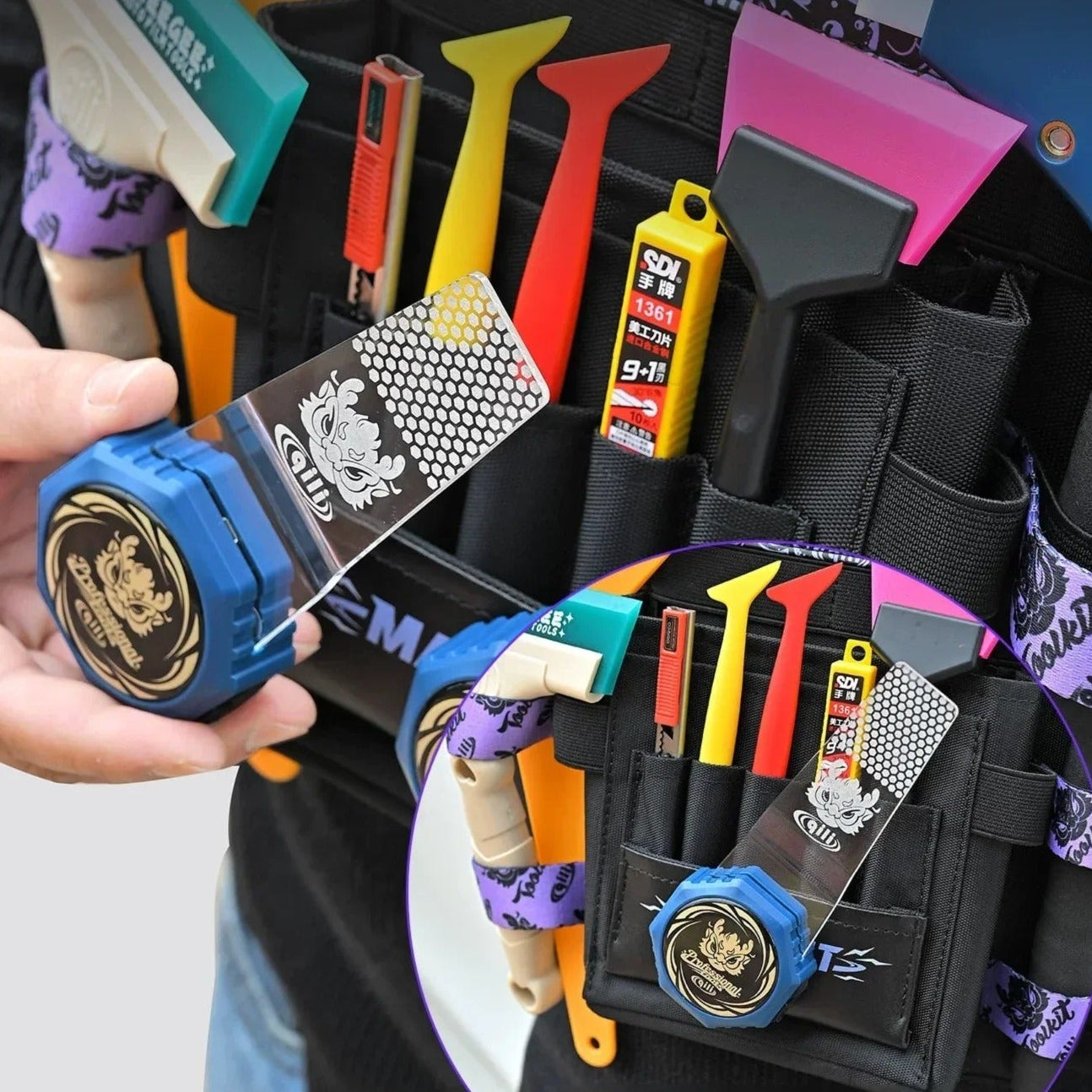 Bolsa de Ferramentas de Peito QiliTools PRO | Organizador Profissional para Instaladores de PPF, Window Film e Adesivos